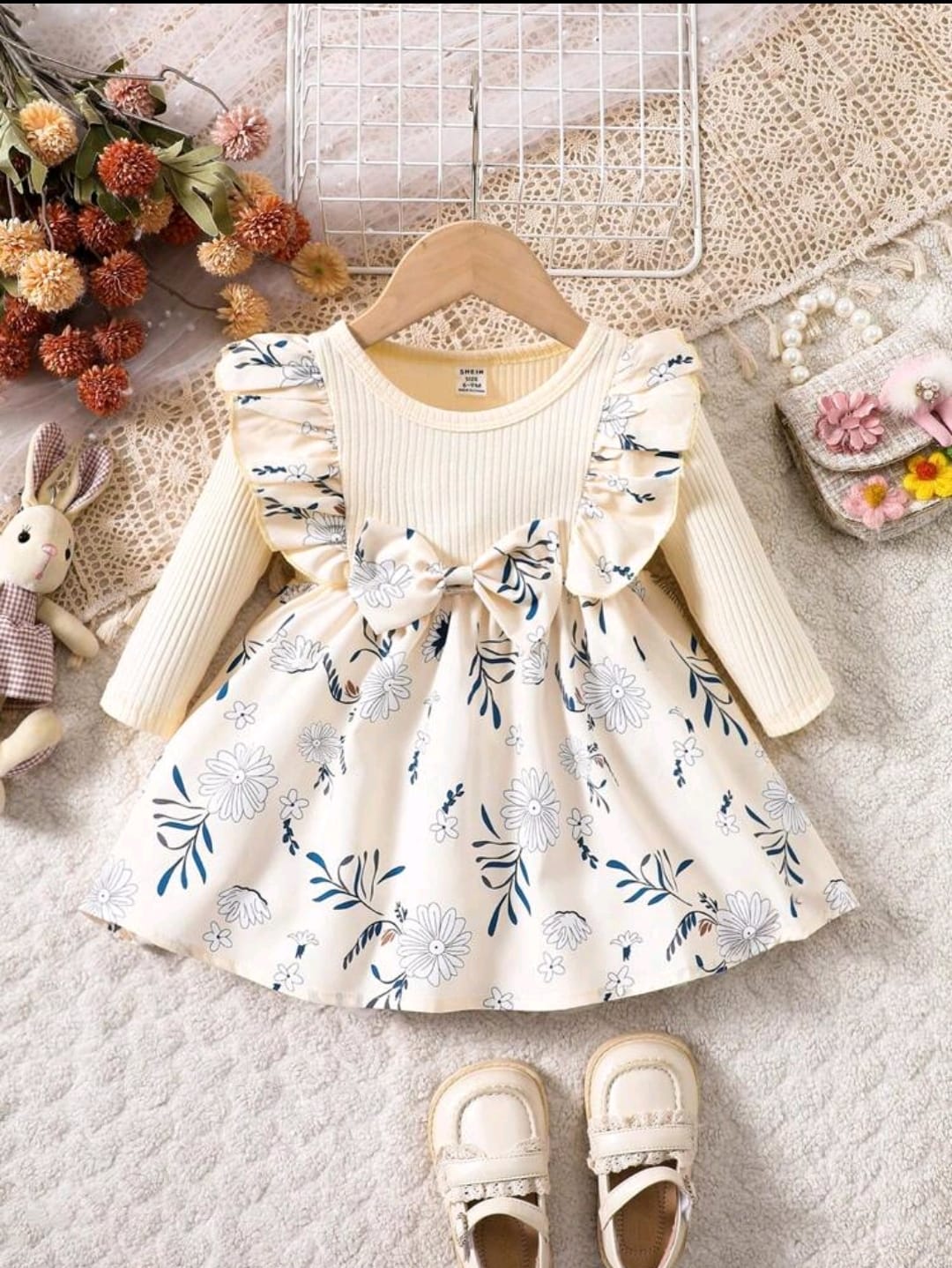 Vestido Manga larga con Estampado Floral