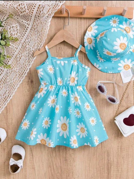 Vestido Azul con Sombrero