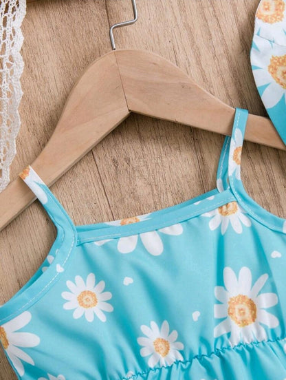 Vestido Azul con Sombrero